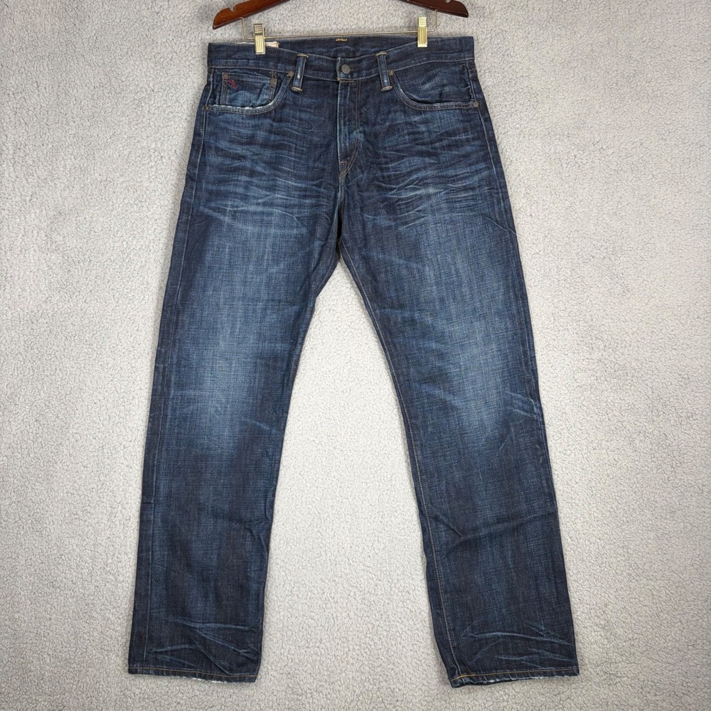 Polo Ralph Lauren Jeans Mens 34x32 Blue Classic 867 Straight Leg Dark Wash Denim